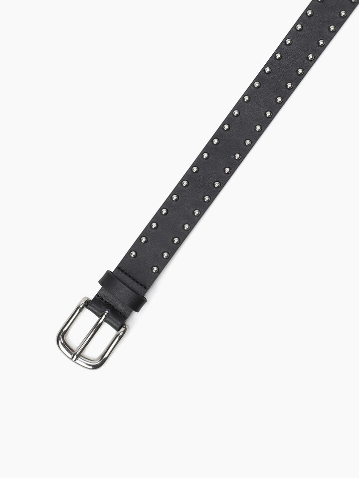 Black leather belt with studs - null - Schwarz | Sisley K image number 4
